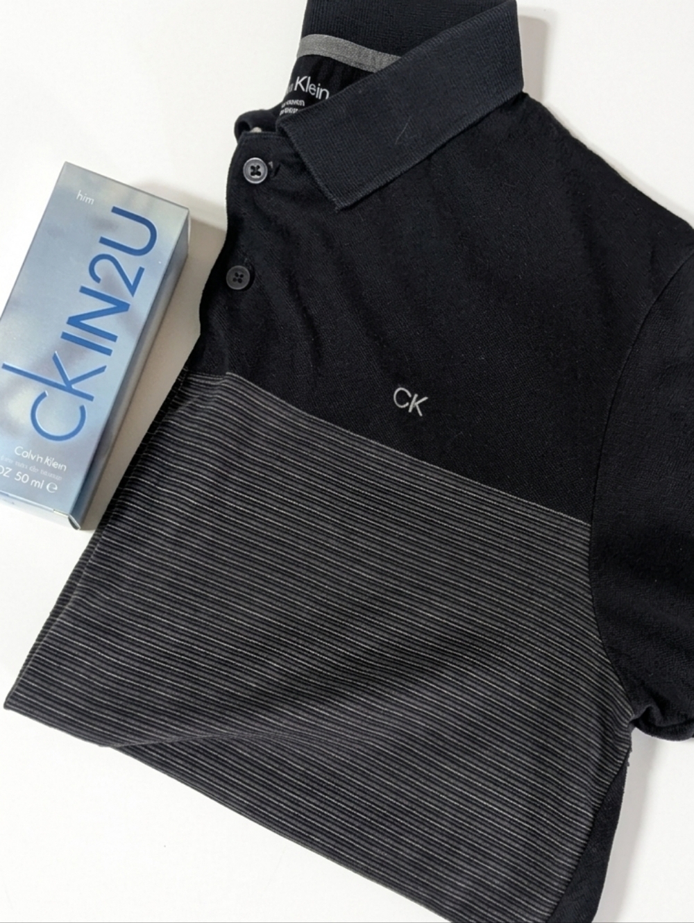 Calvin Klein Men's Liquid Touch Polo & CKIN2U Cologne Bundle